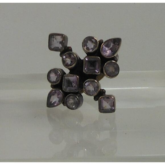 Handcrafted Sterling Silver Ring Vintage Natural Amethyst Size 6 Unique Design - Picture 4 of 9